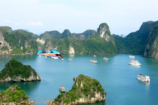 Visit Halong Bay by helicopter